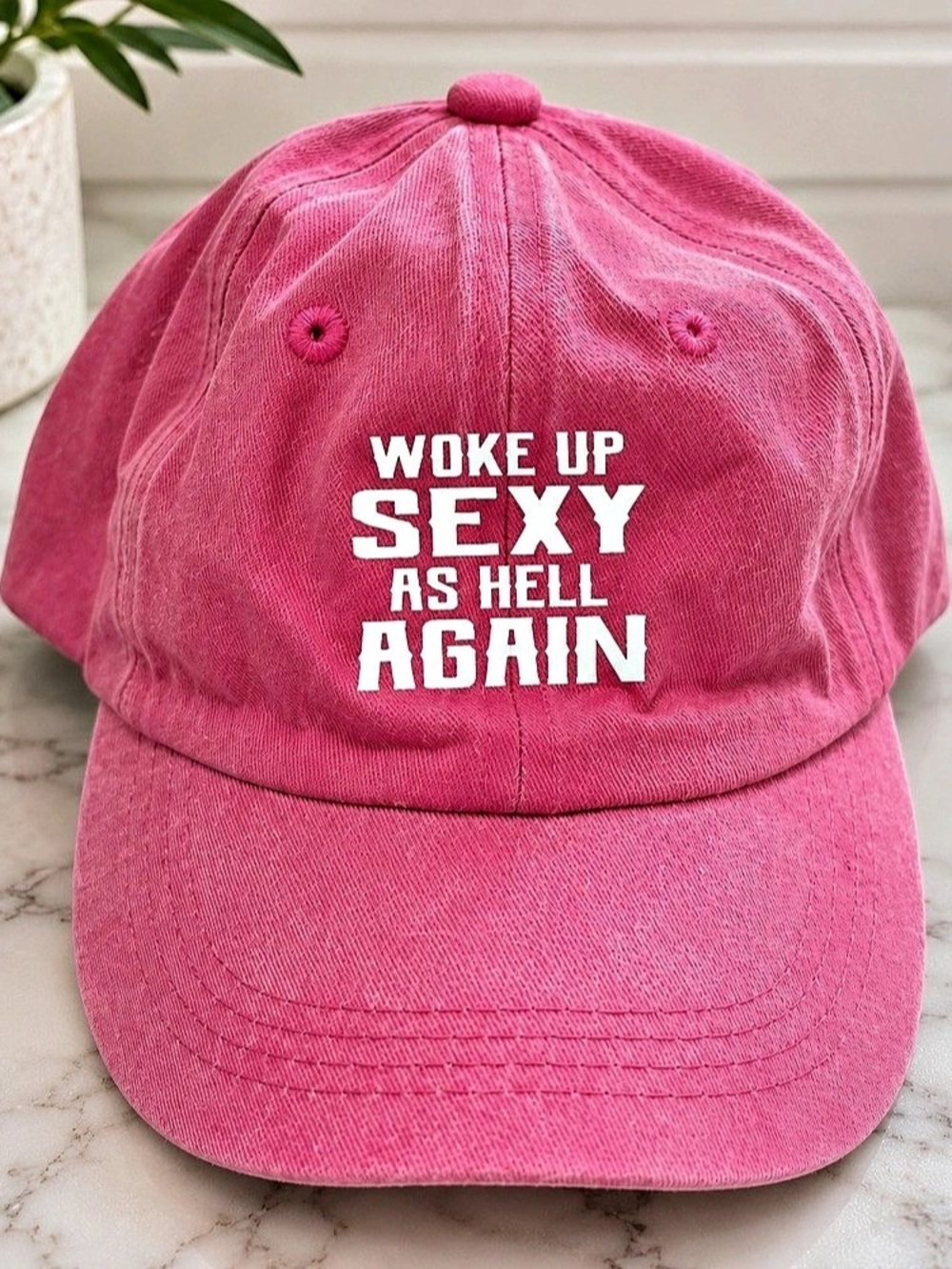 Woke Up Sexy As Hell Again Pink Baseball Cap BNWOT